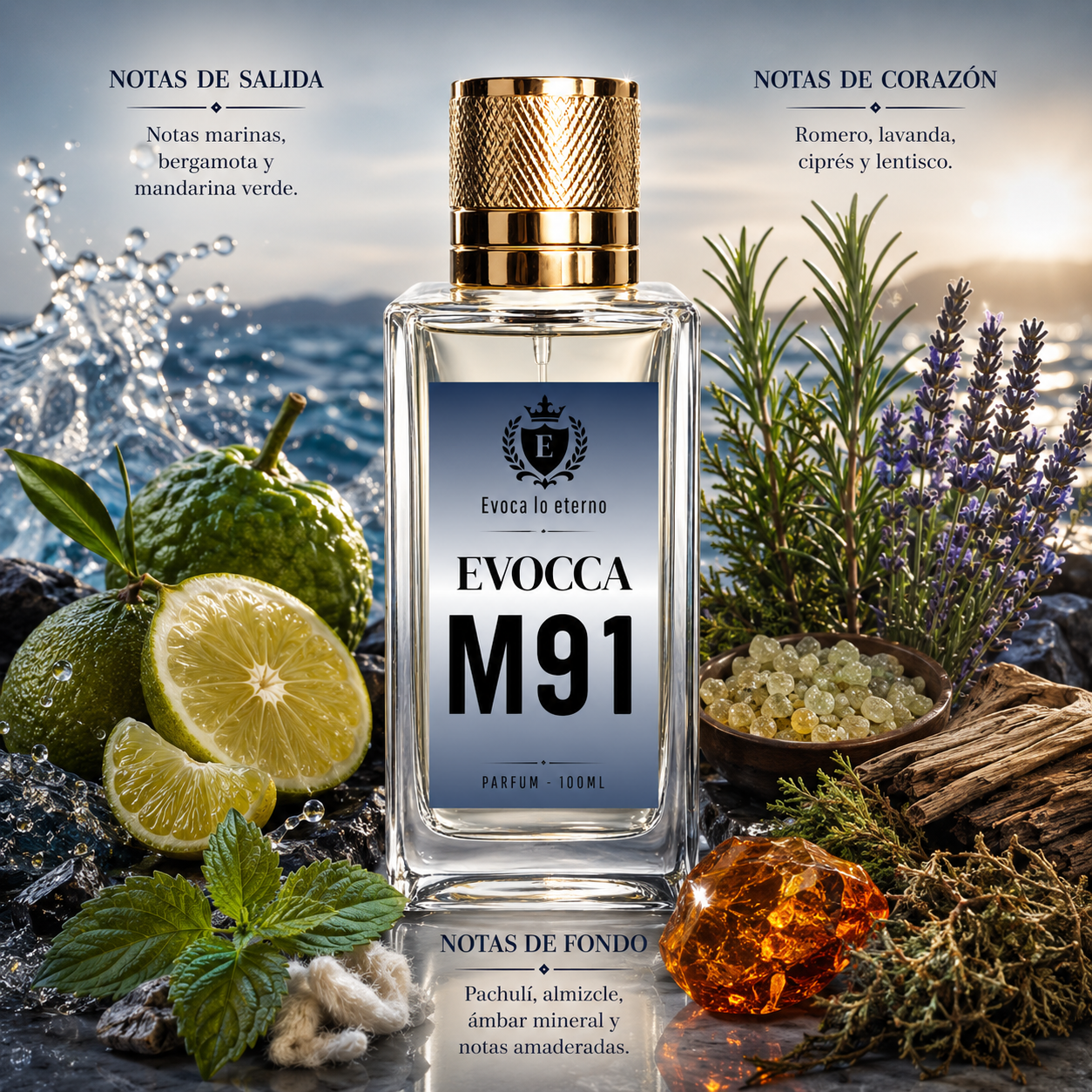 Evocca M91 Parfum 100ml Hombre (Armani Acqua di Gio Profondo)