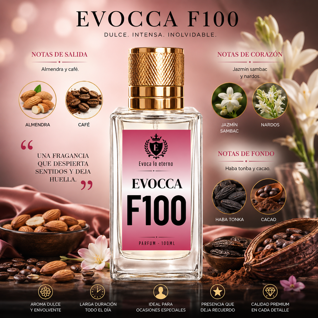 F100 Parfum 100ml Mujer (Carolina Herrera La Bomba)