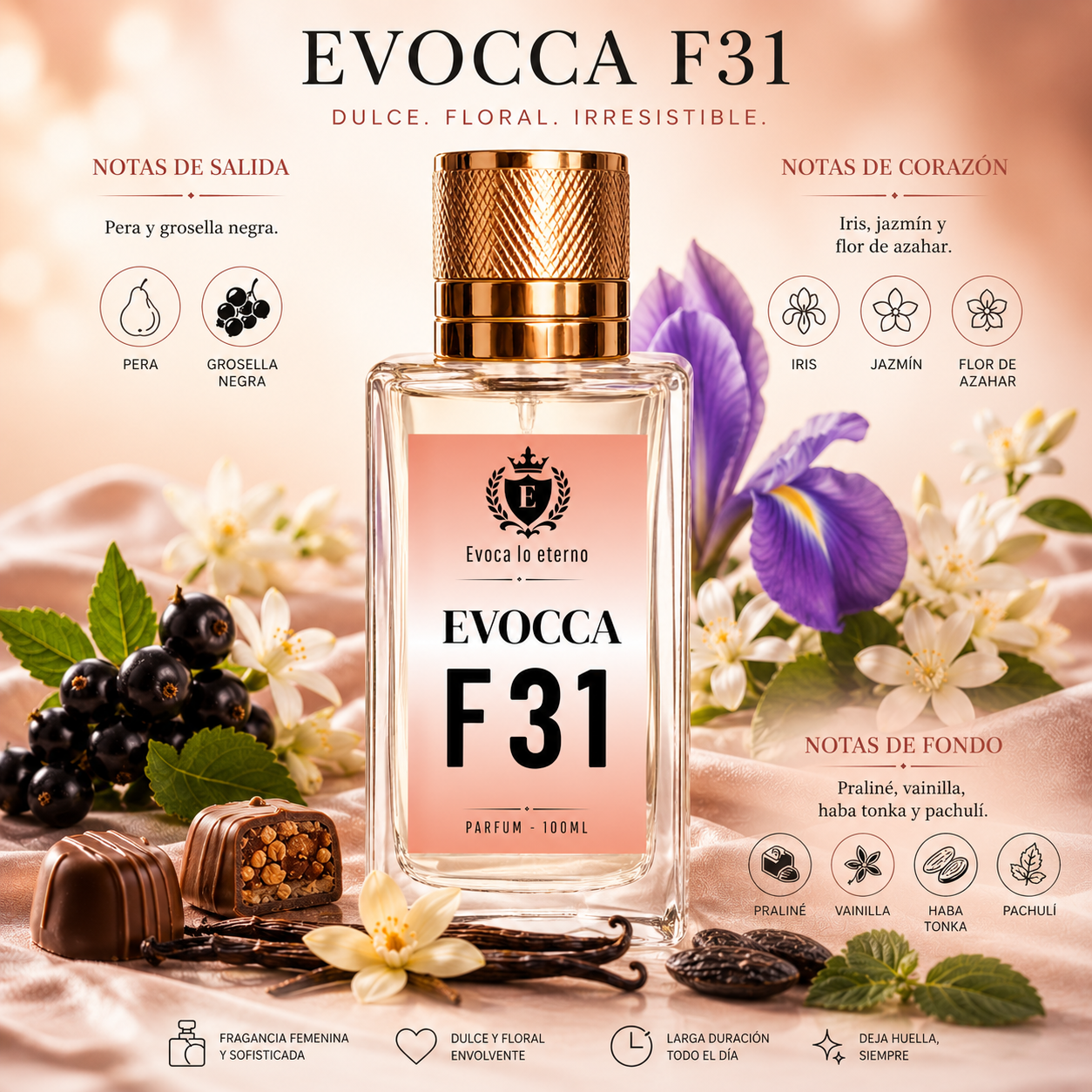 Evocca F31 Parfum 100ml Mujer (Lancome La Vie Est Belle)