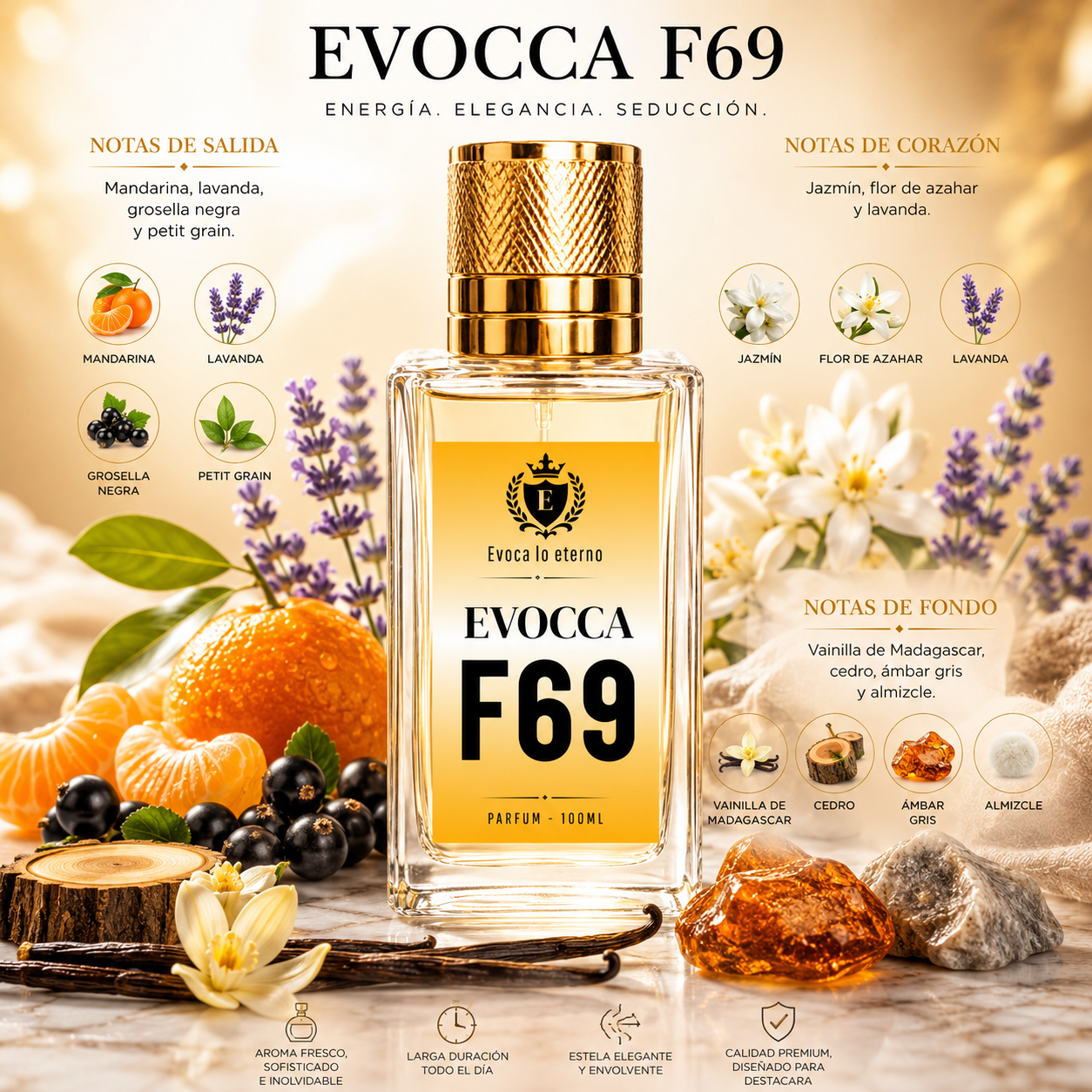 Evocca F69 Parfum 100ml Mujer (Yves Saint Laurent Libre)