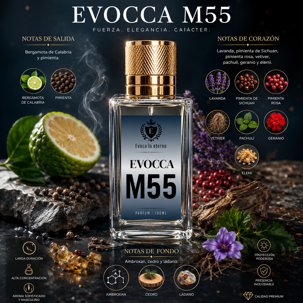 Evocca M55 Parfum 100ml Hombre (Dior Sauvage)