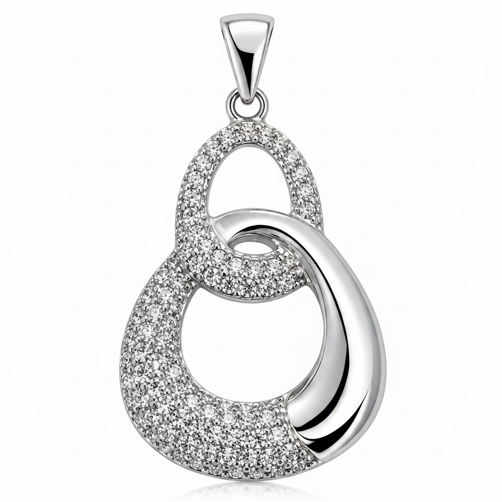 Dije Triángulos ovalados con piedras Murano Plata Italiana 925