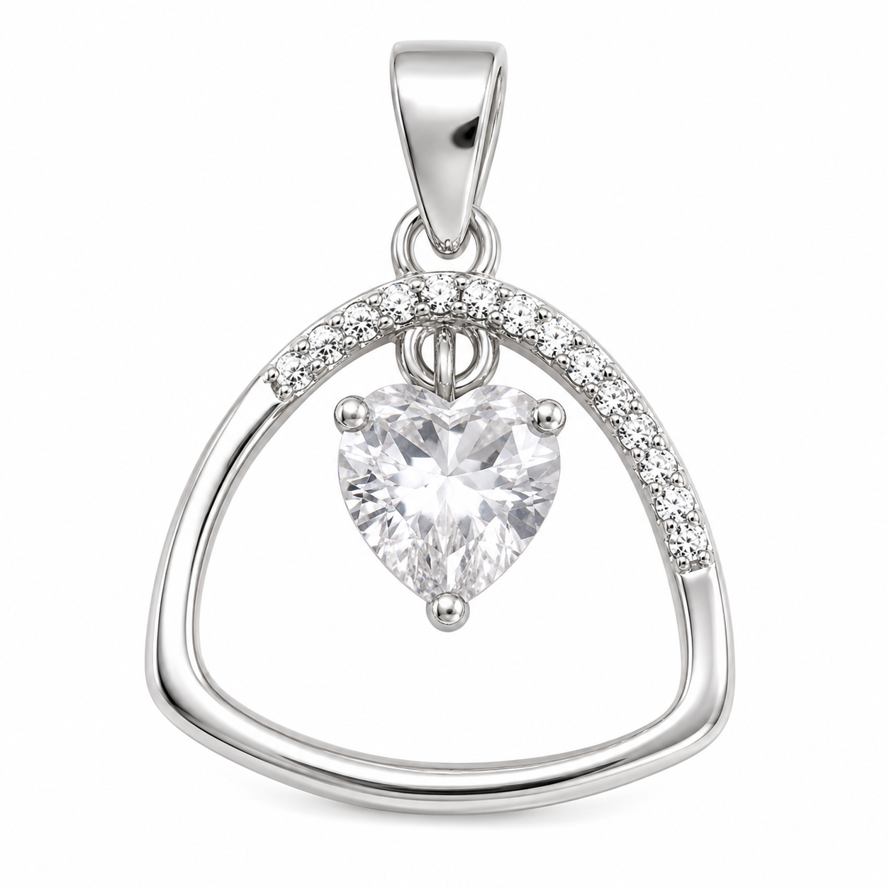 Dije semi triangulo y corazón de piedra murano Plata Italiana 925