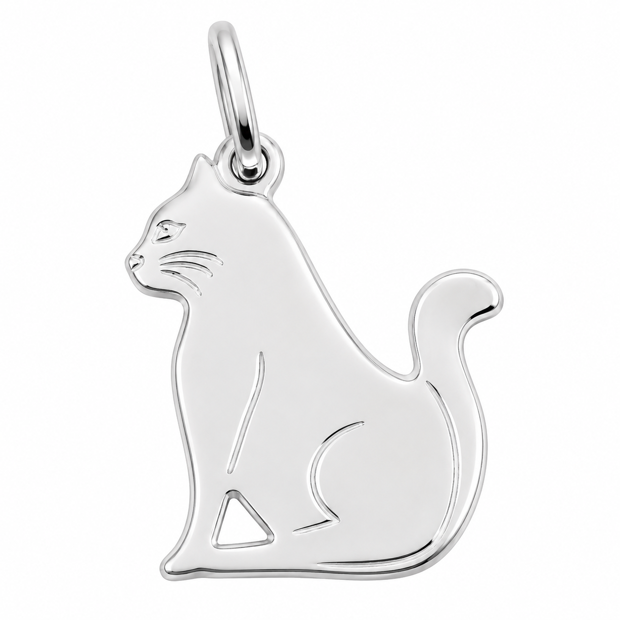 Dije plano gato Plata Italiana 925