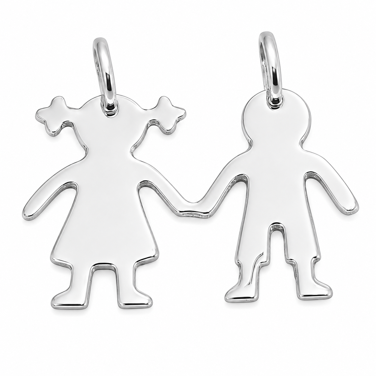 Dije plano pareja niños Plata Italiana 925
