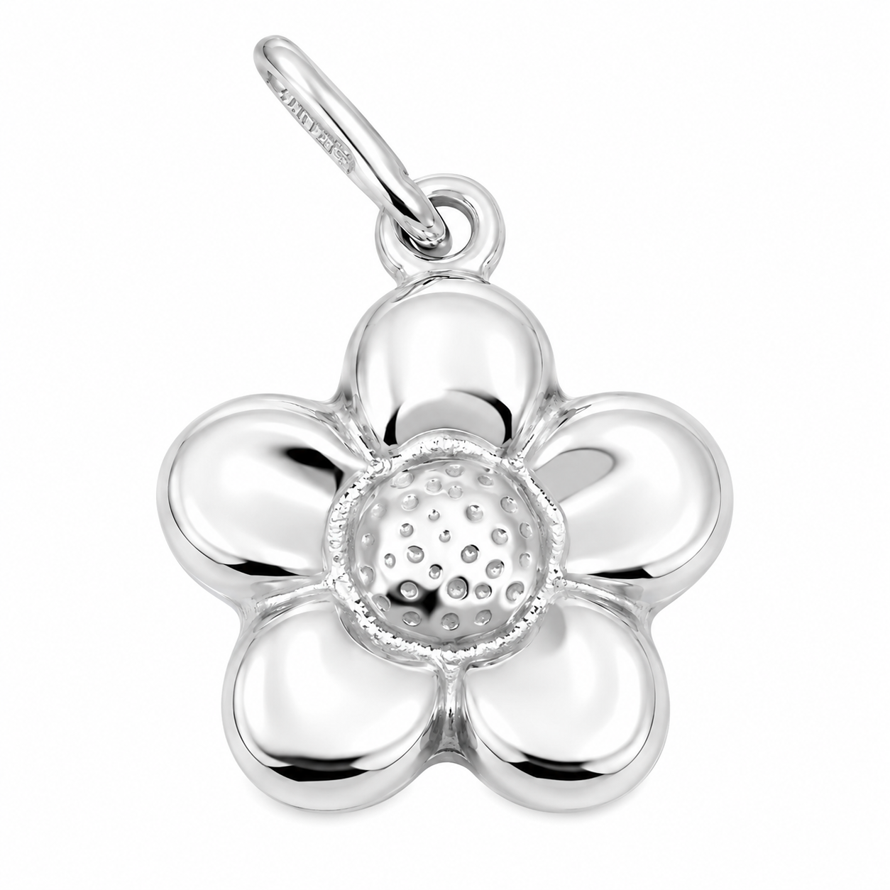 Dije soplado flor Plata Italiana 925