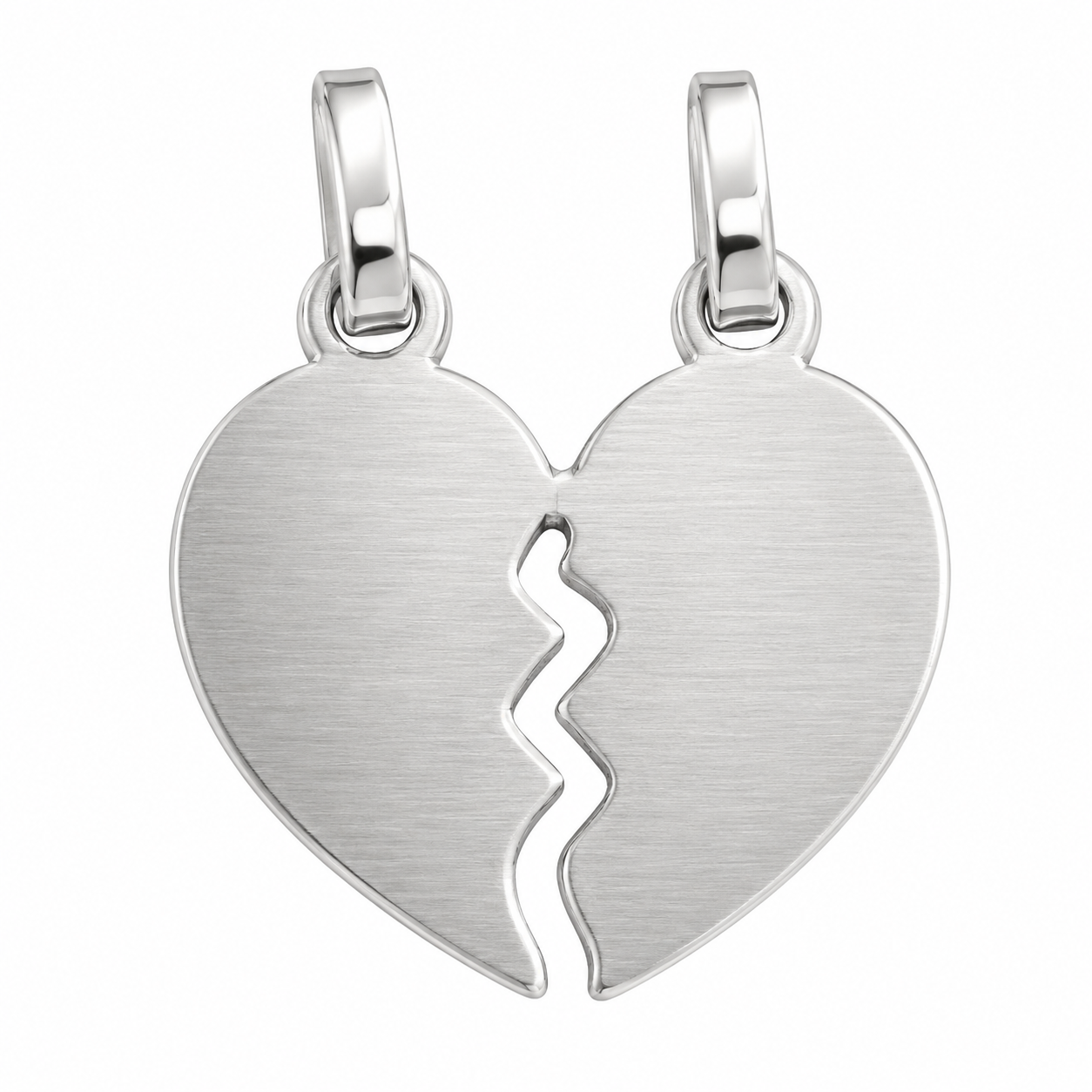 Dije doble plano corazón partido Plata Italiana 925