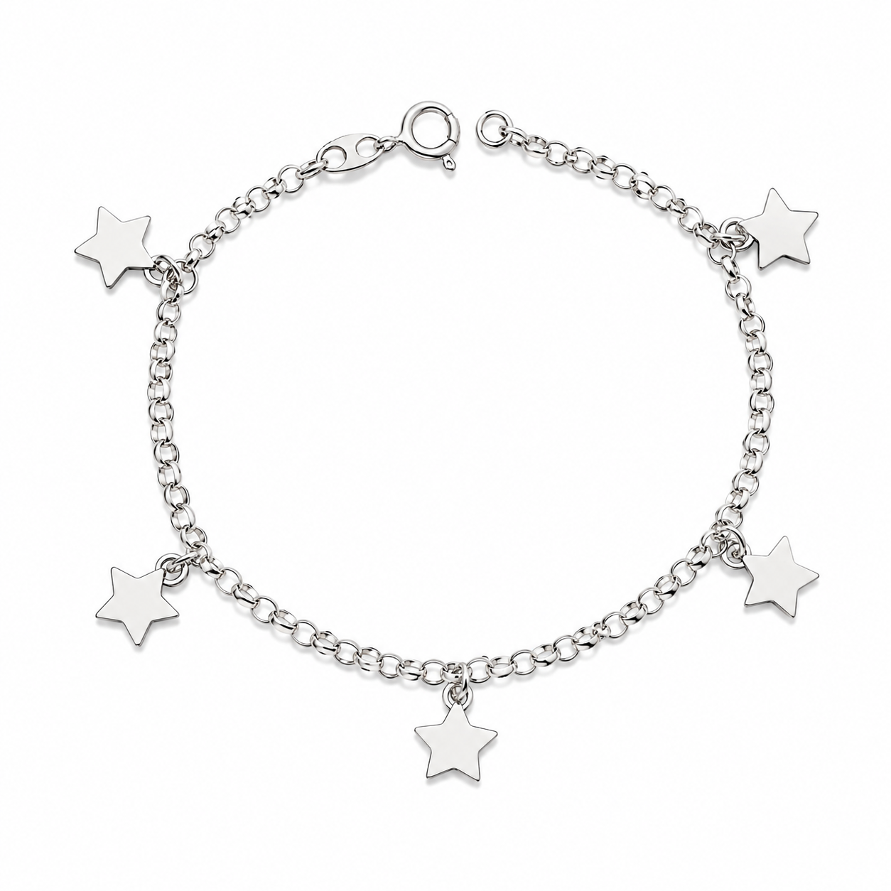 Pulsera estrellas, 19 cm plata 925