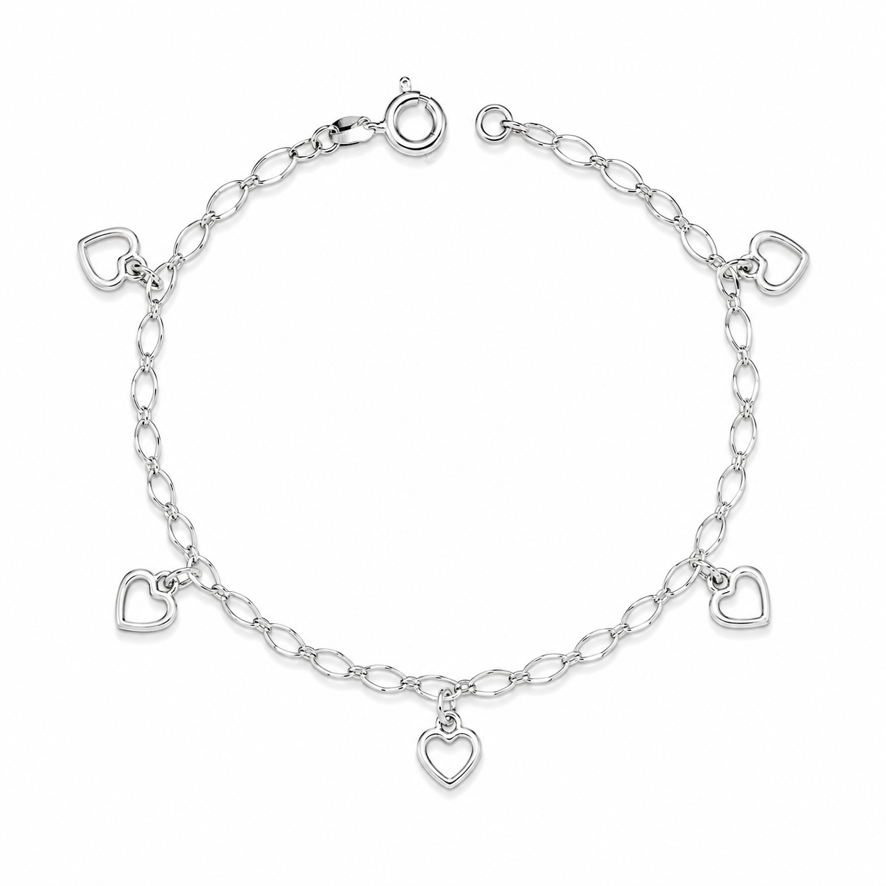Pulsera corazón abierto, 19cm plata 925
