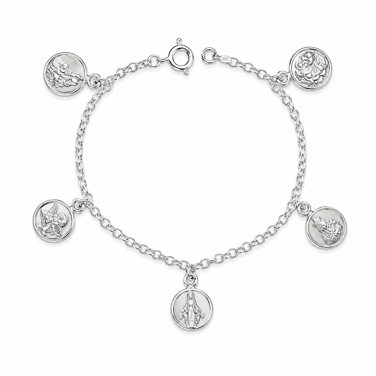 Pulsera delgada 5 santos, 19cm plata 925
