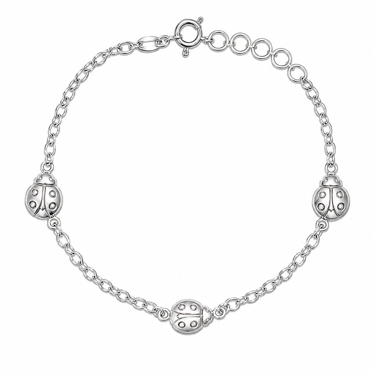 Pulsera mariquitas, 19cm plata 925