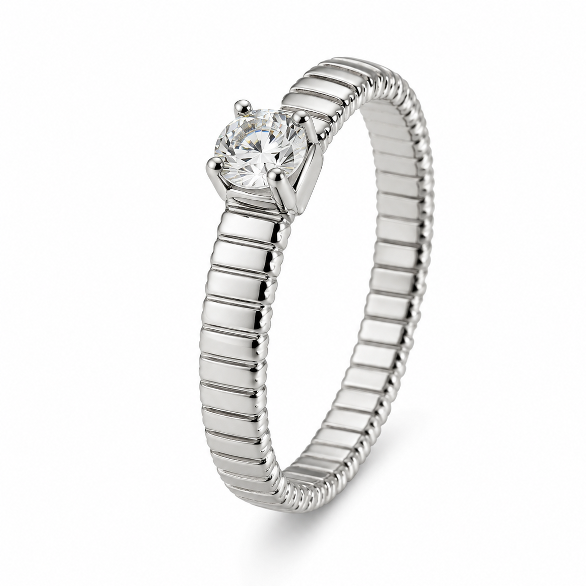 Anillo líneas con solitario piedras murano