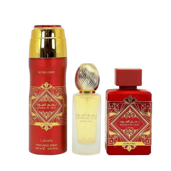 Lattafa Estuche Badee Al Oud Sublime 100ml+200ml Perfume Spray + 50ml Hair Mist Unisex