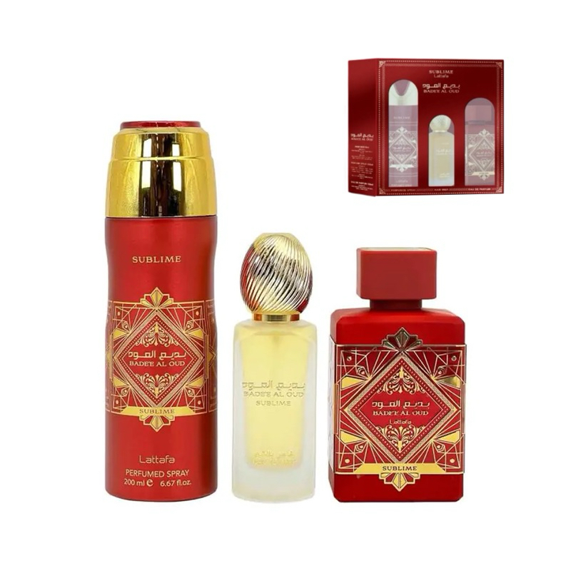 Lattafa Estuche Badee Al Oud Sublime 100ml+200ml Perfume Spray + 50ml Hair Mist Unisex