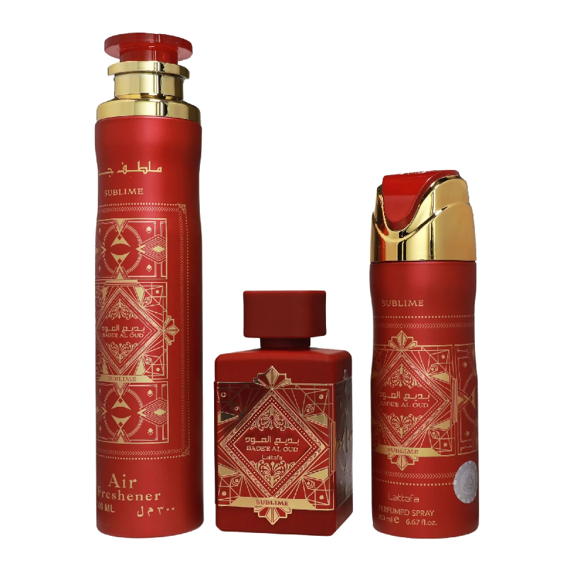 Lattafa Estuche Badee Al Oud Sublime 100ml+200ml Perfume Spray + 300ml Air Freshener Unisex