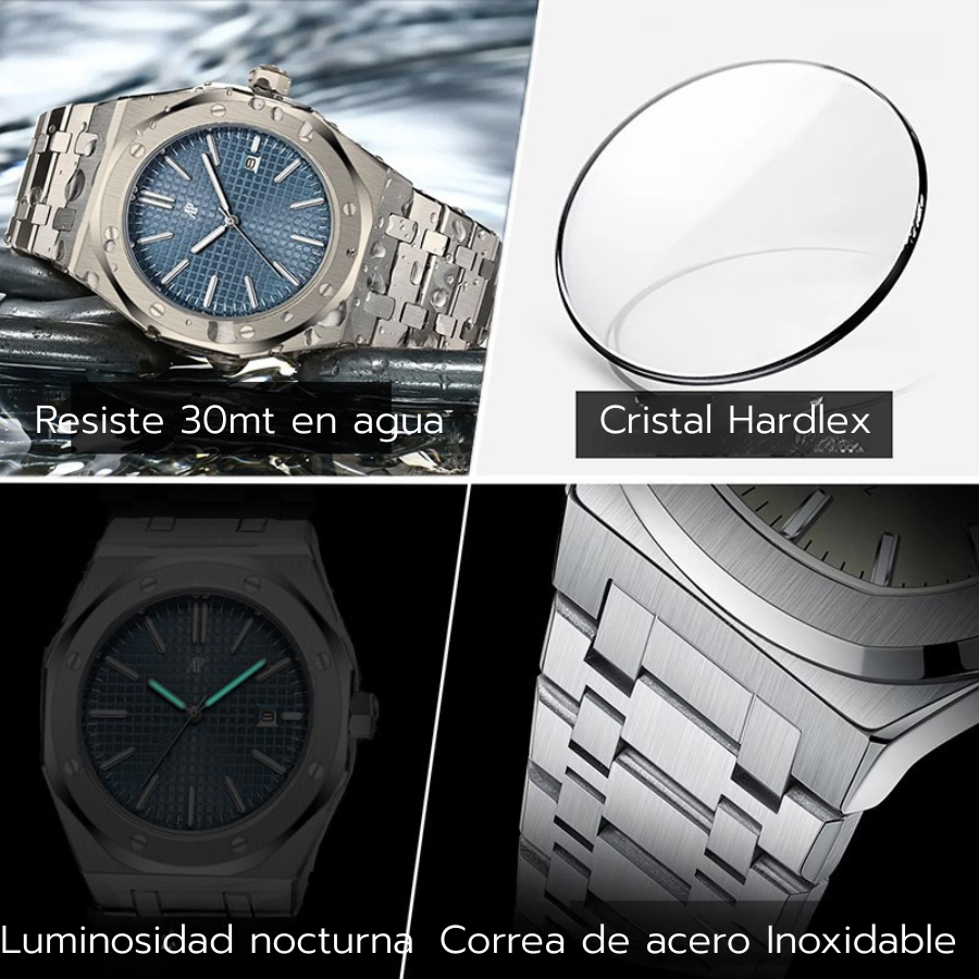 Reloj AP clásico de moda para hombre, pulsera de acero AP001