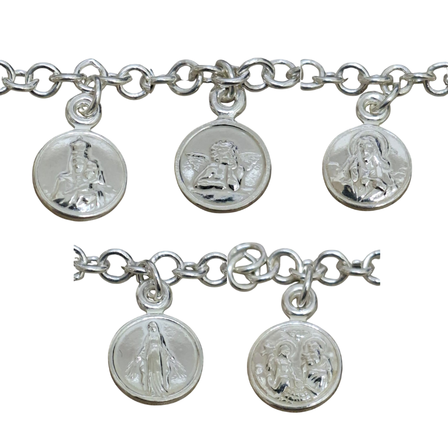 Pulsera gruesa 5 santos, 20cm plata 925