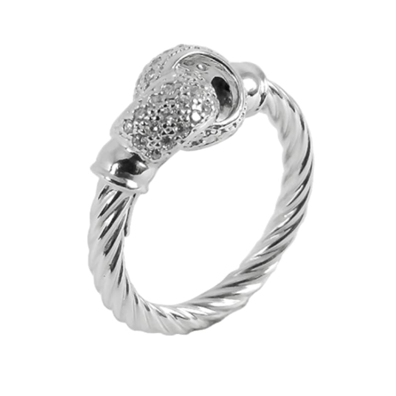 Anillo 2 círculos cruzados con piedras Plata Italiana 925 - 7