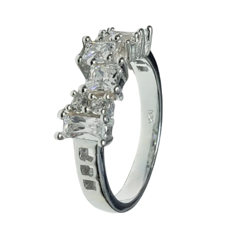 Anillo 6 piedras blancas plata 925 - 7