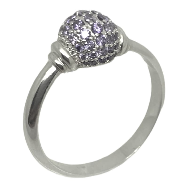 Anillo bola con piedras lilas Plata Italiana 925 - Perfumisimo