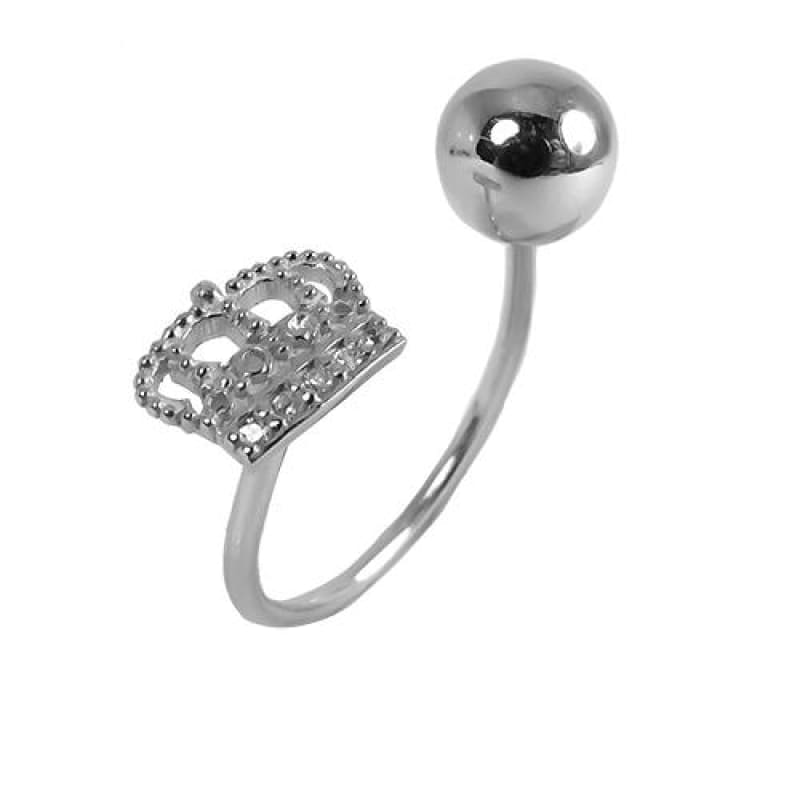 Anillo bola y corona con piedras