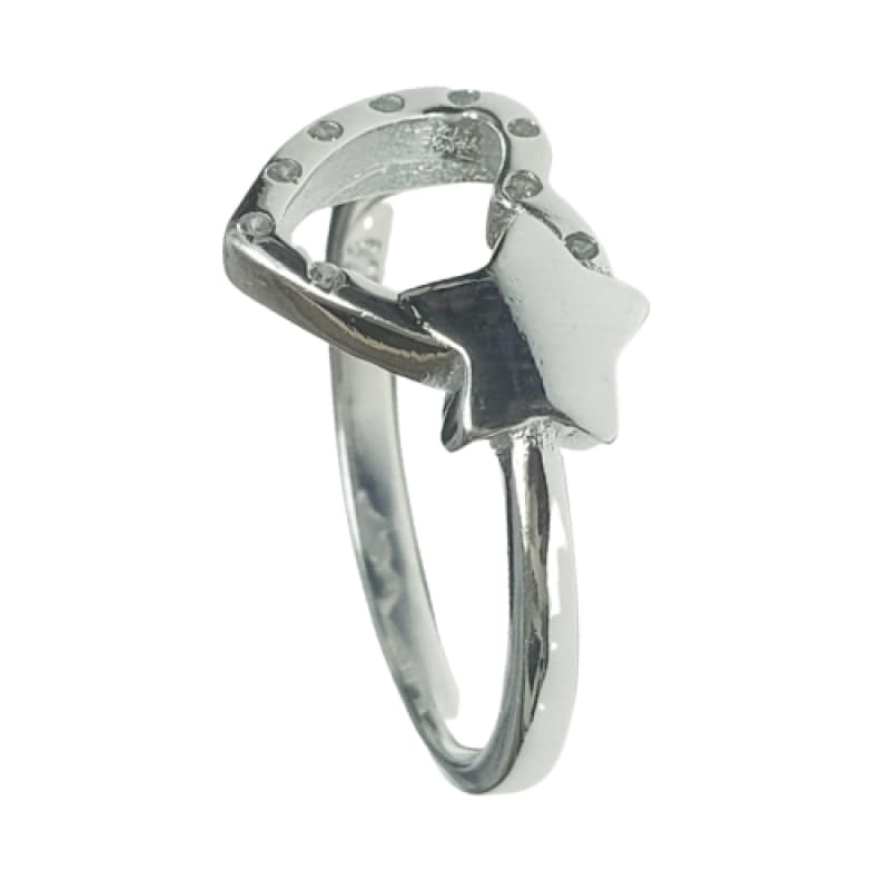 Anillo corazón con piedras y estrella plata 925 - 7