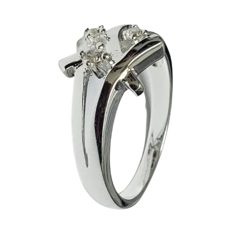 Anillo cruzado tres piedras plata 925 - 9