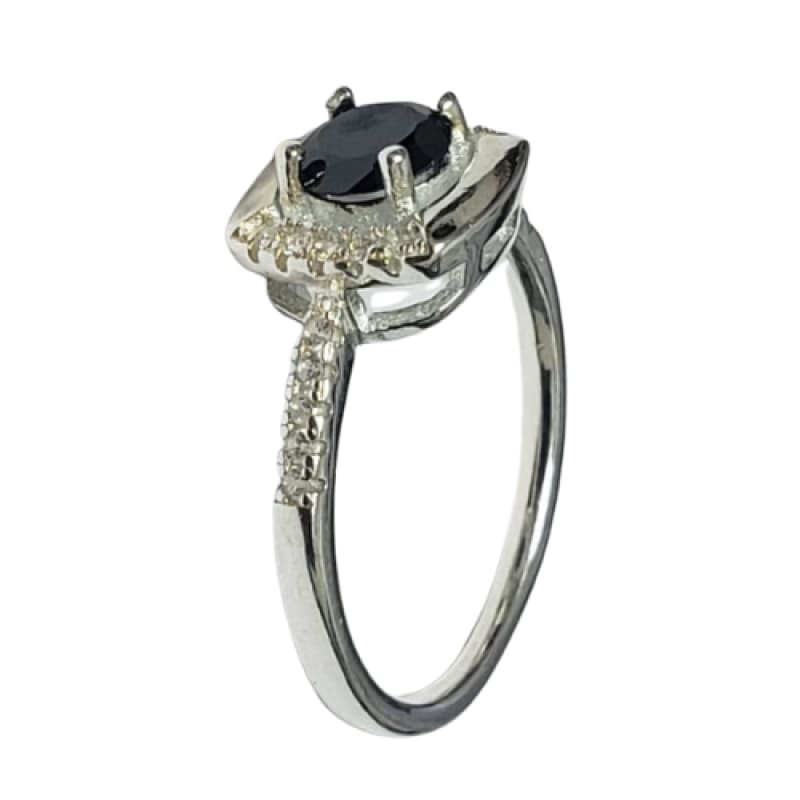 Anillo cuadrado y piedra oscura plata 925 - 8