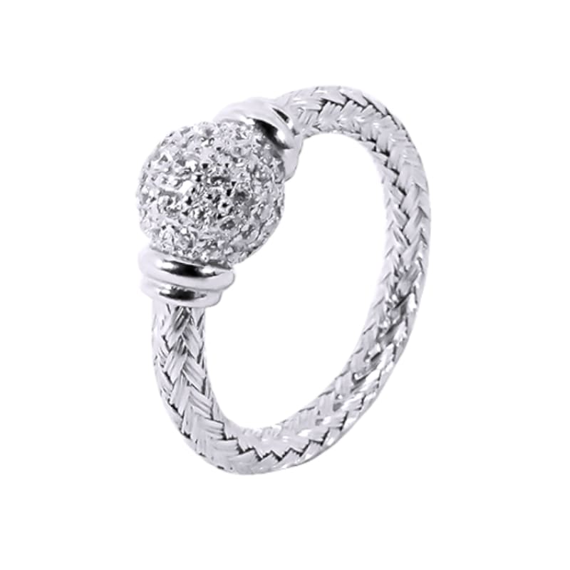 Anillo tejido bola incorporada con piedras Plata Italiana 925 - Perfumisimo