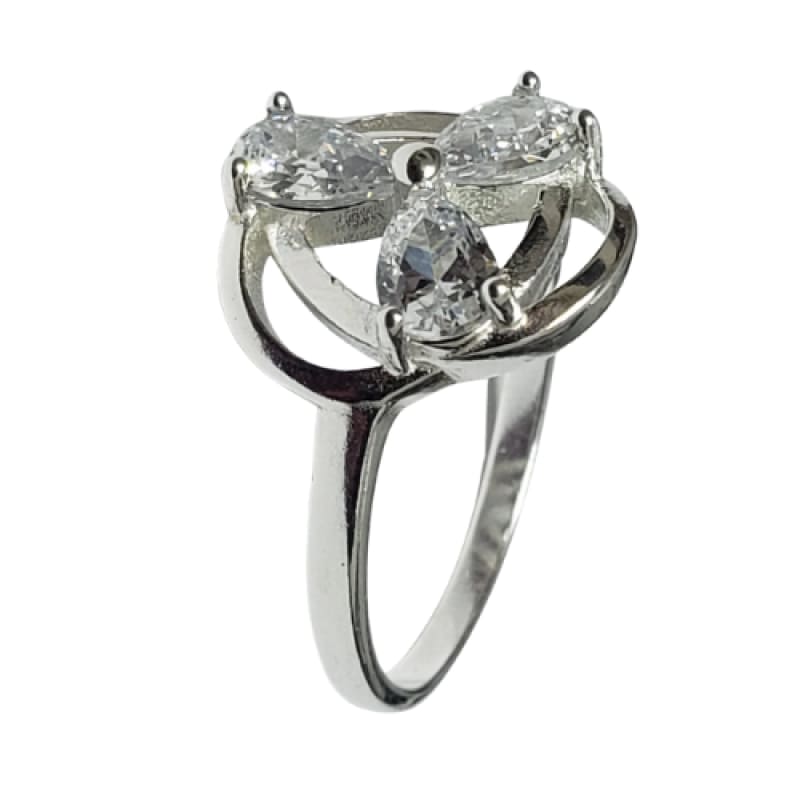 Anillo tres piedras en punta plata 925 - Metalli - 7 - Perfumisimo
