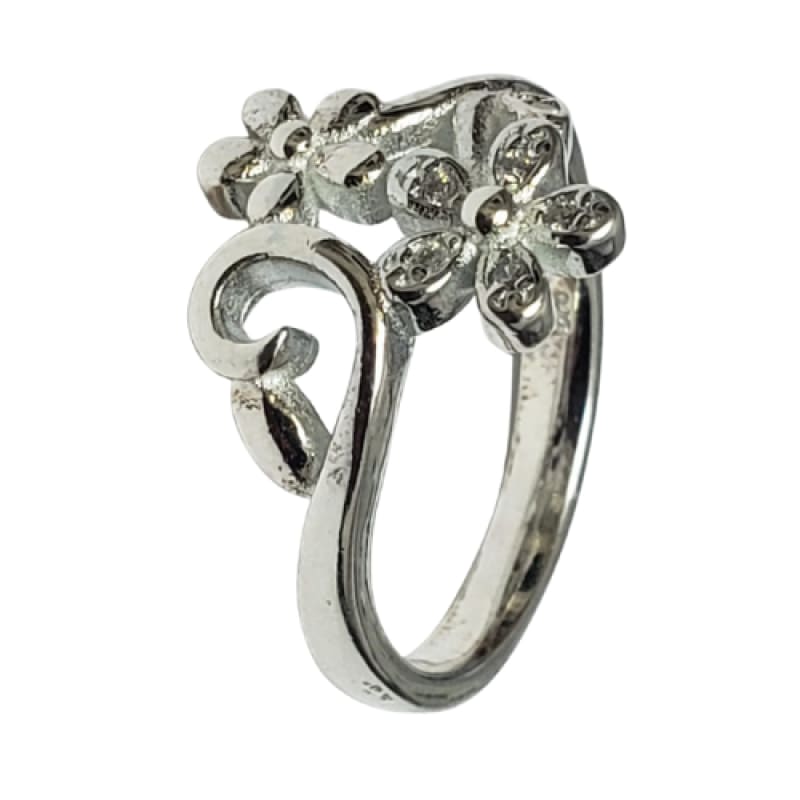 Anillos 2 flores y curvas plata 925 - 8