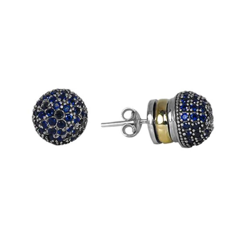 Aro oro y plata botón azul