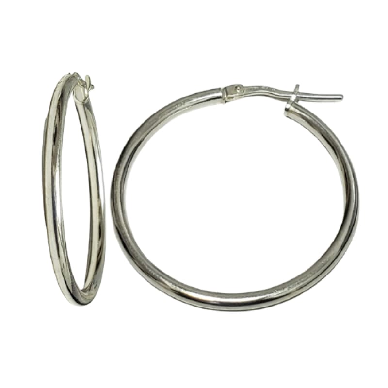 Aros argolla 3cm diámetro lisa 2.4 - Aros Plata Italiana 925