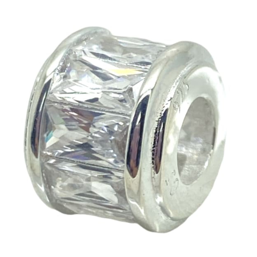 Charm cilindro con cristales blanco Plata Italiana 925 - Metalli - Default Title - Perfumisimo