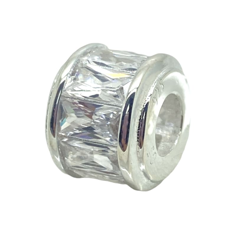 Charm cilindro con cristales blanco Plata Italiana 925 - Perfumisimo