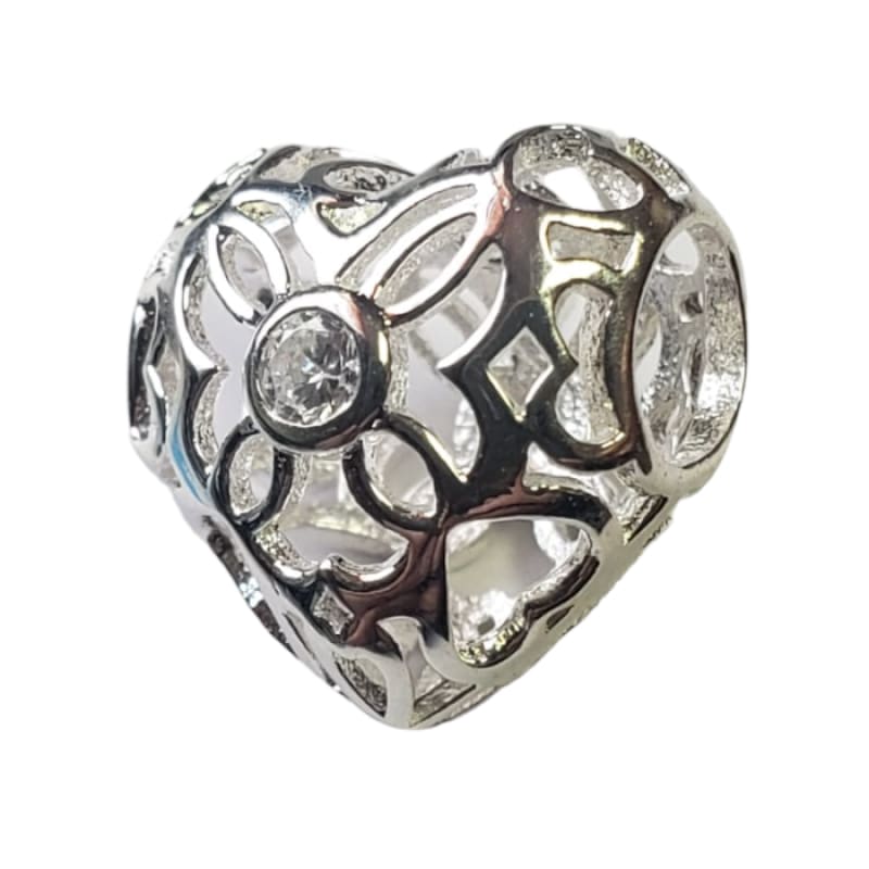 Charm corazón con piedras Plata Italiana 925 - Perfumisimo