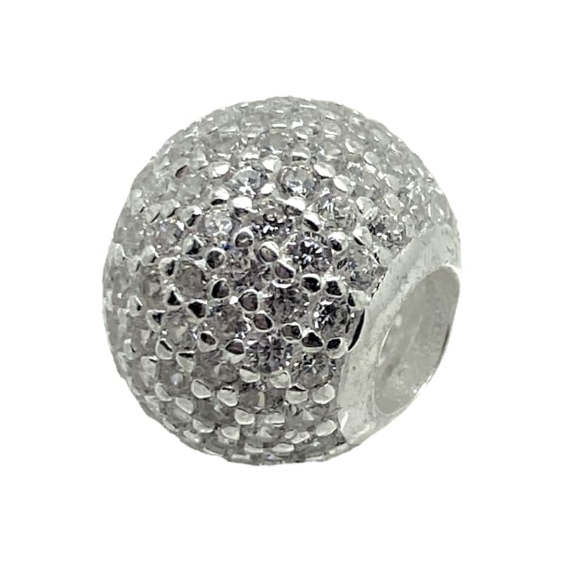 Charm esfera brillante con cristales blanco Plata Italiana 925 - Perfumisimo