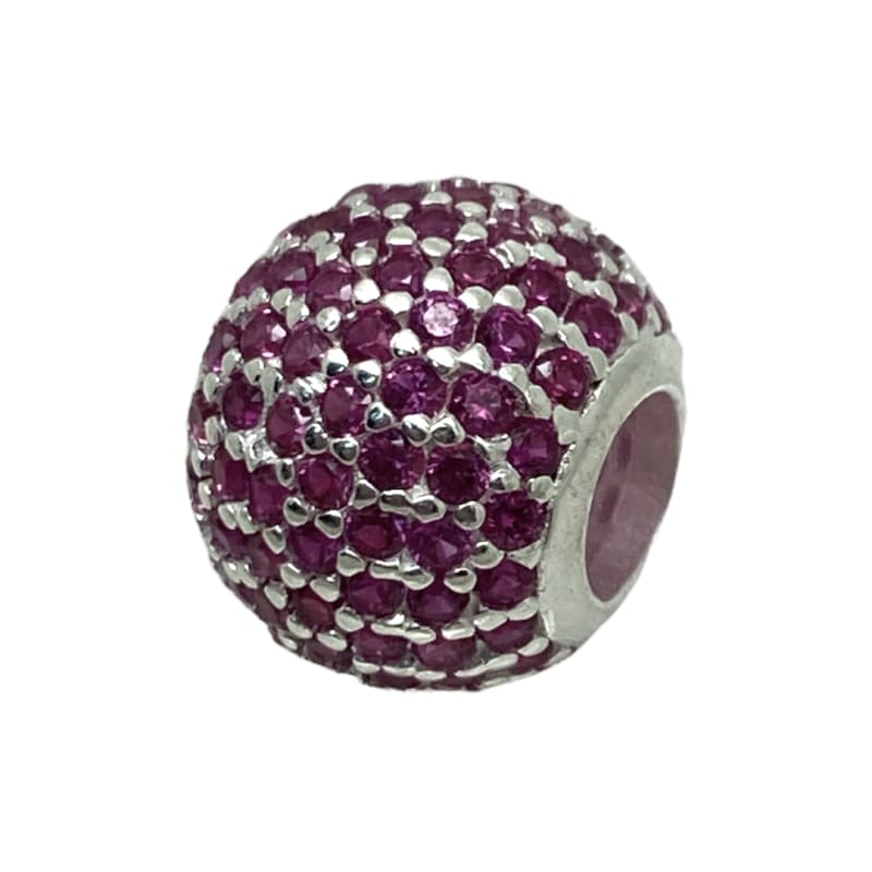 Charm esfera brillante con cristales murano rosa Plata Italiana 925 - Perfumisimo