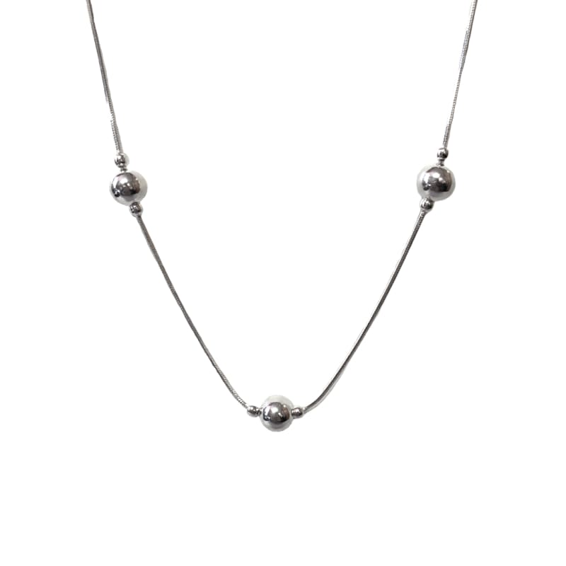 Collar bolitas grandes Plata Italiana 925 45cm - Perfumisimo