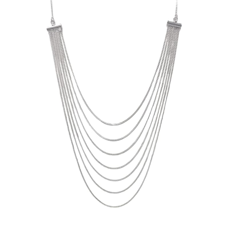 Collar con 7 cadenas eslabón pequeño Italiana 925 - Collar