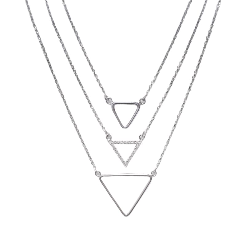 Collar tres triángulos 1 de piedras Plata Italiana 925 - Perfumisimo