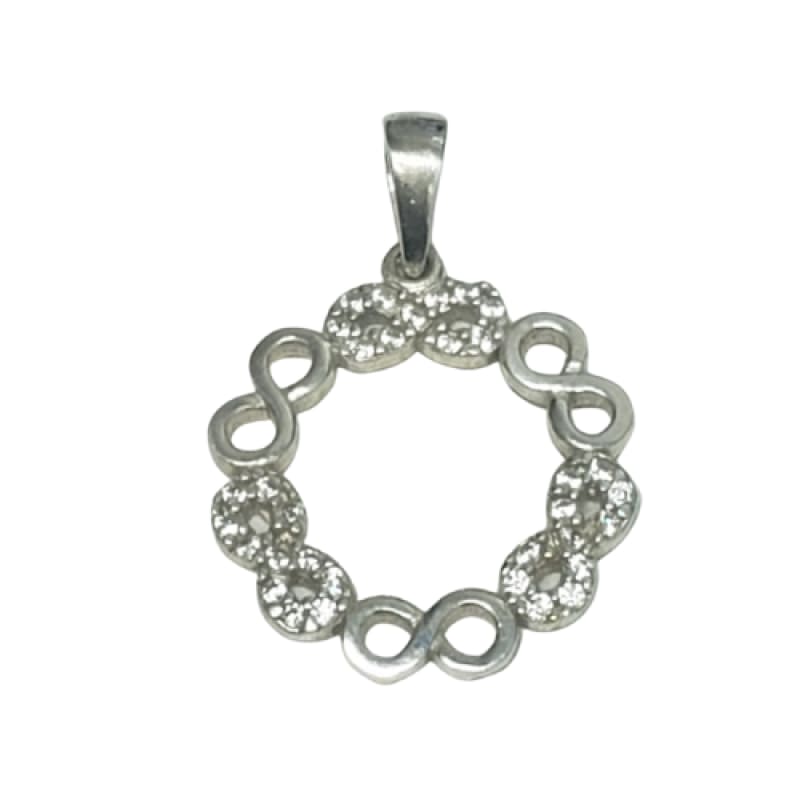 Dije circulo de infinitos con piedras murano Plata Italiana