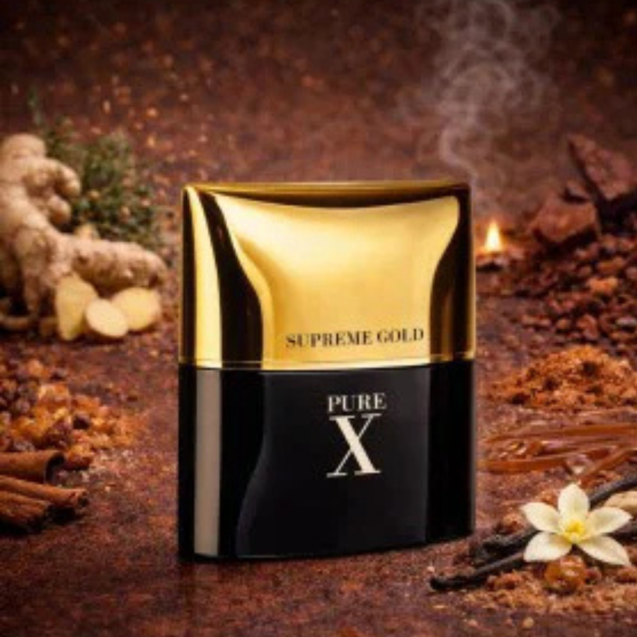 Fragrance World Pure X Supreme Gold EDP 100ml Hombre (Inspirado en Pure XS Night de Paco Rabanne)