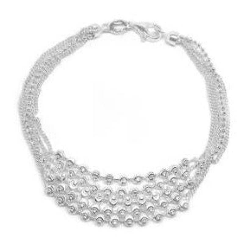 Pulsera 5 lineas de pelotitas 18cm Plata Italiana 925 -