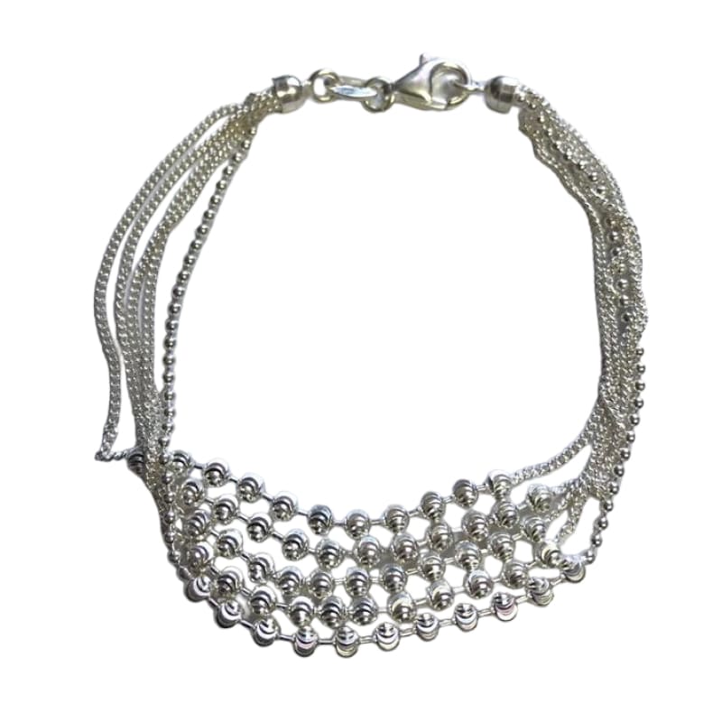 Pulsera 5 lineas de pelotitas 18cm Plata Italiana 925 -