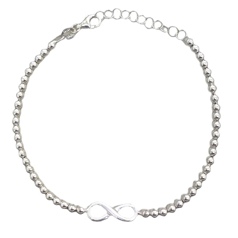 Pulsera bolitas con dije infinito 20cm Plata Italiana 925 -