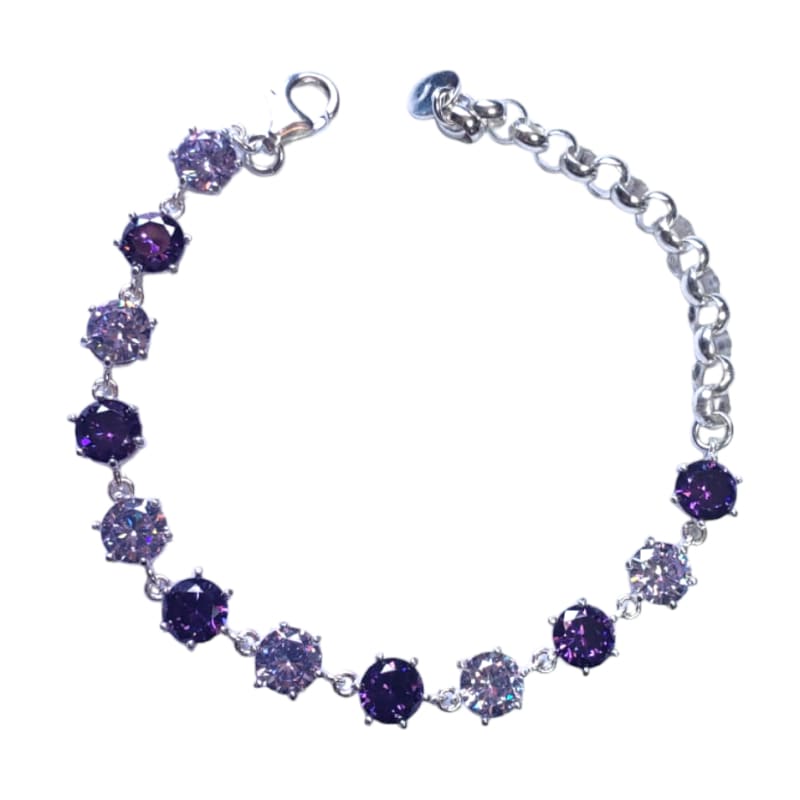 Pulsera cristal Murano lilas 19cm Plata Italiana 925 -
