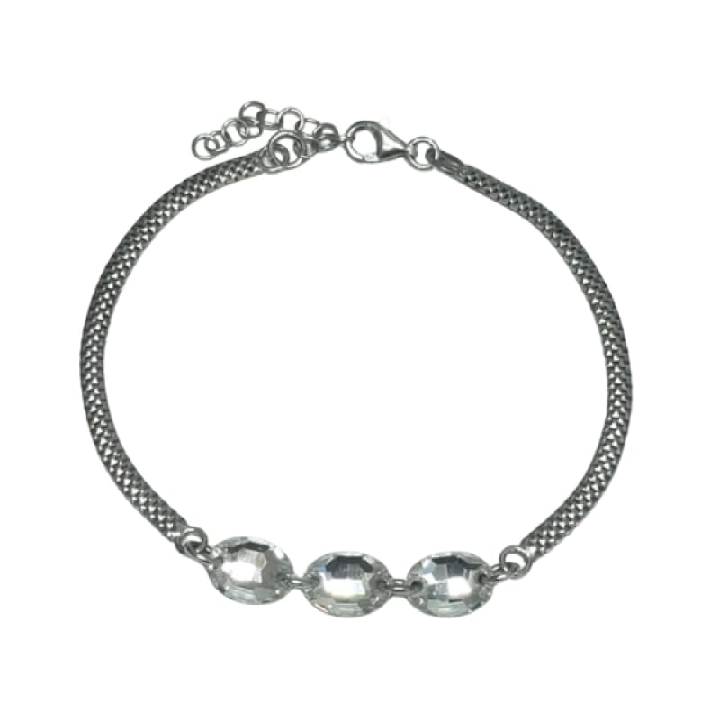 Pulsera rodinada 3 Murano blancos 21cm Plata Italiana 925 - Metalli - Default Title - Perfumisimo