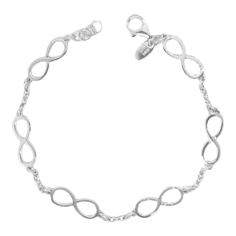 Pulsera rodinada con 6 infinitos 20cm Plata Italiana 925 -