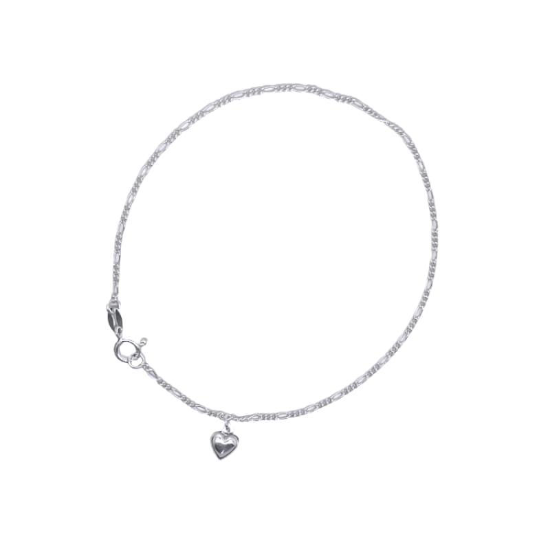Tobillera de corazón Plata Italiana 925 26cm - Tobillera de